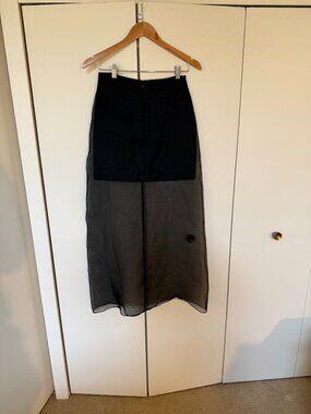 House of Dagmar Black Silk Organza Skirt w/ Mini Slip, Size 34 (US 2)